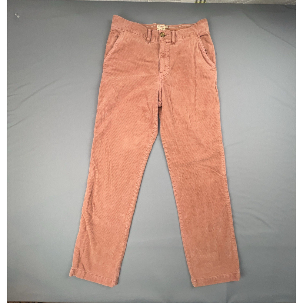 Faherty Brown Corduroy Pants Women 27 Relaxed Wide Leg Patch Pocket Casual